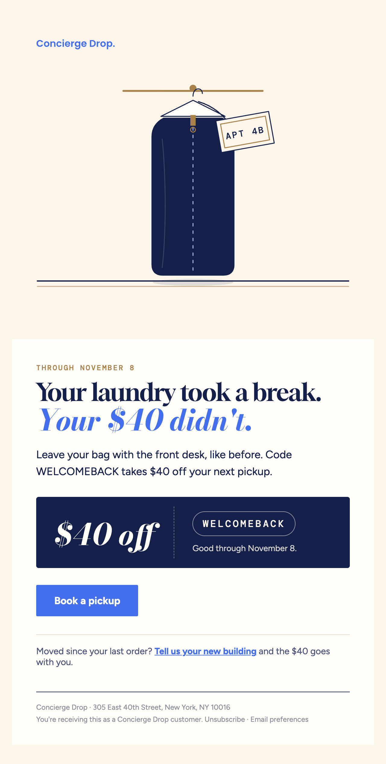 Win-back email in the new style